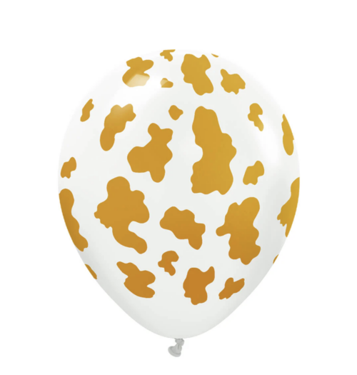 11" Printed Balloon Safari Cow White