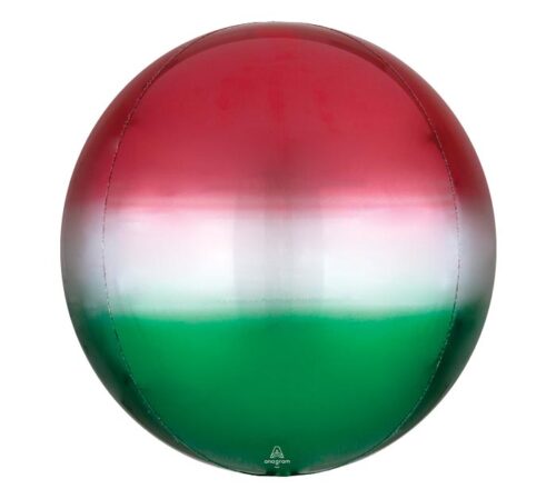 Balloon Foil Orbz 16" Ombre Red Green