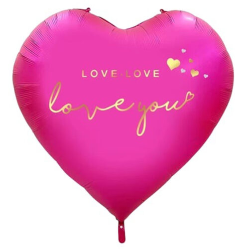 Balloon Foil Heart Giant Love You Hot Pink