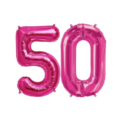 Number Balloon Hot Pink 50