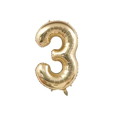 Number Balloon Champagne Gold 3