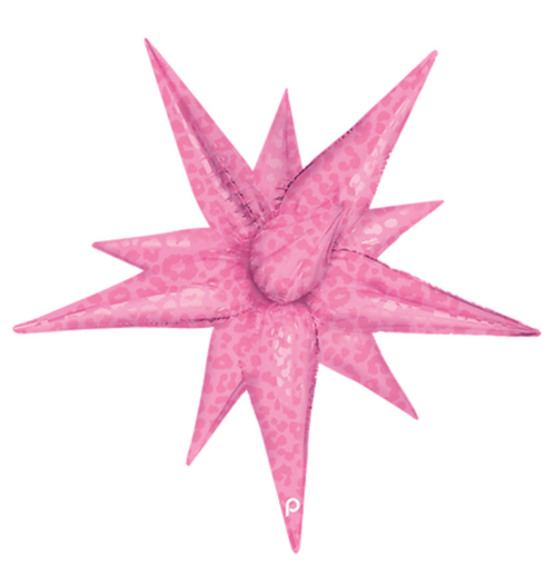 Non Helium Balloon: Starburst Pink Cheetah 26"